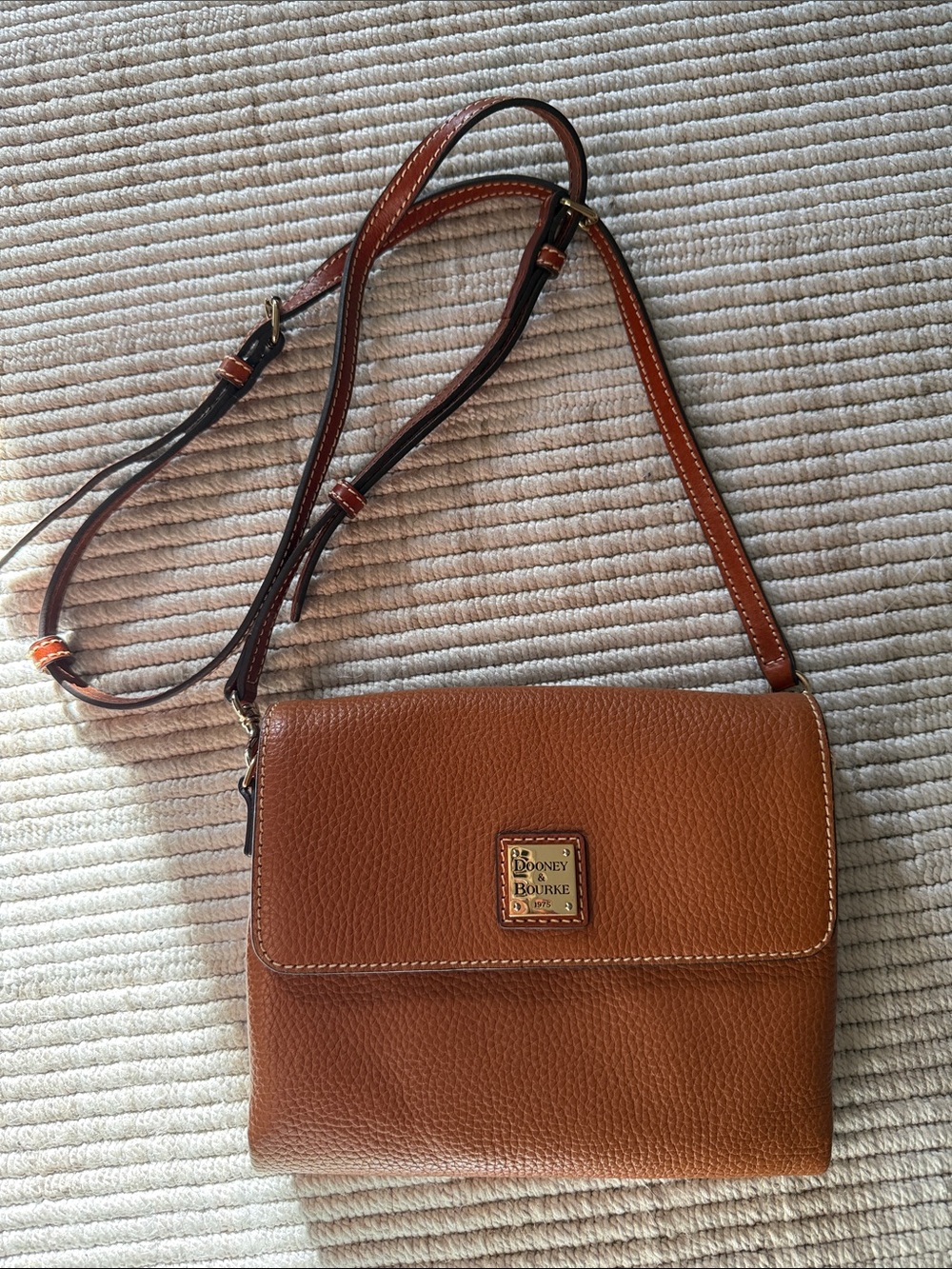 Dooney & Bourke Chestnut Pebbled Leather Fold-Over Crossbody